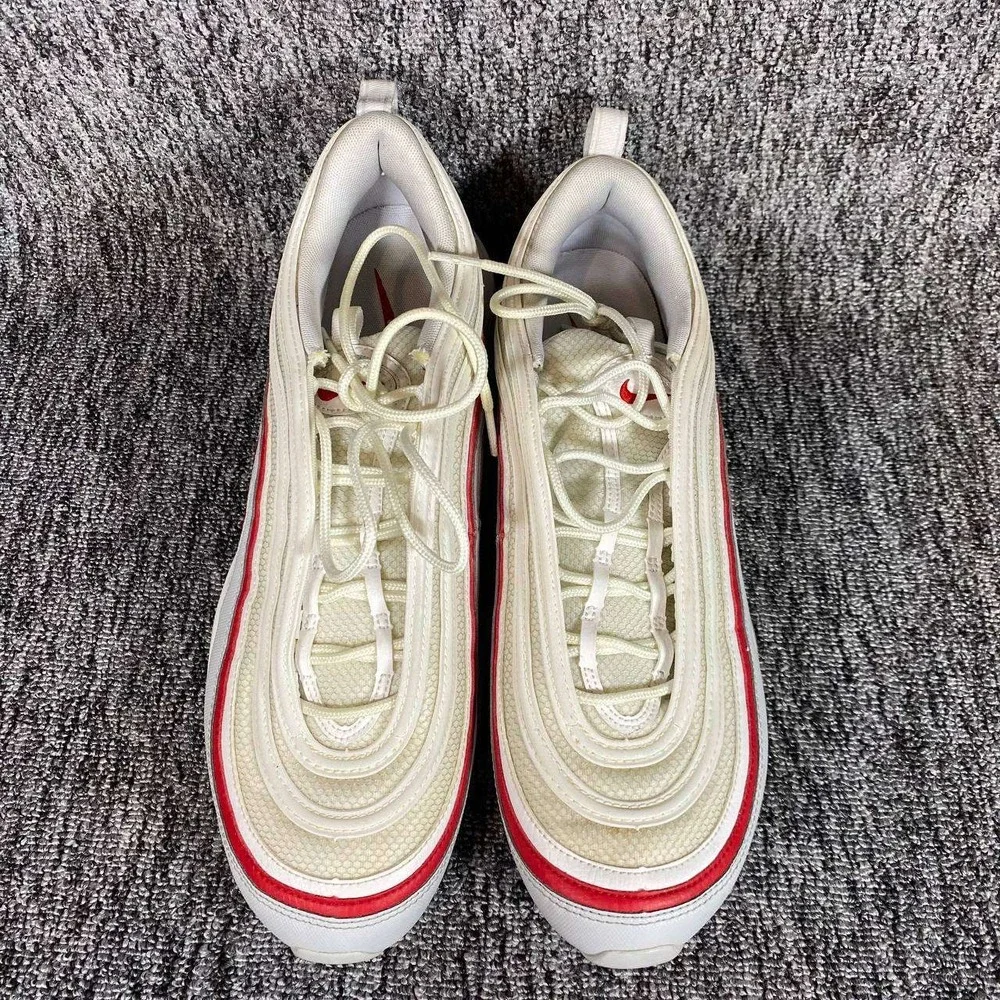 Nike Air Max 97 OG Mens Size 13 Pure Platinum‎ White Red AR5531 002 Sneakers